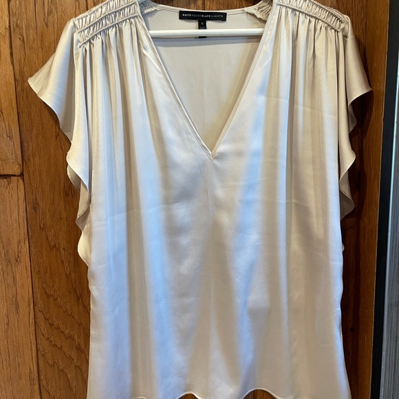 White House Black Market Tops - WHBM silky butterfly shoulder nude top